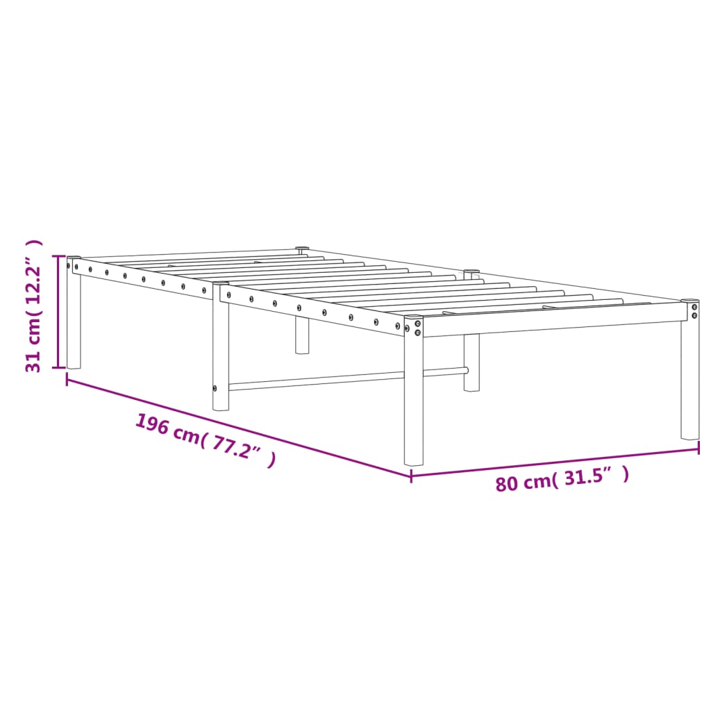 sengeramme 75x190 cm metal sort