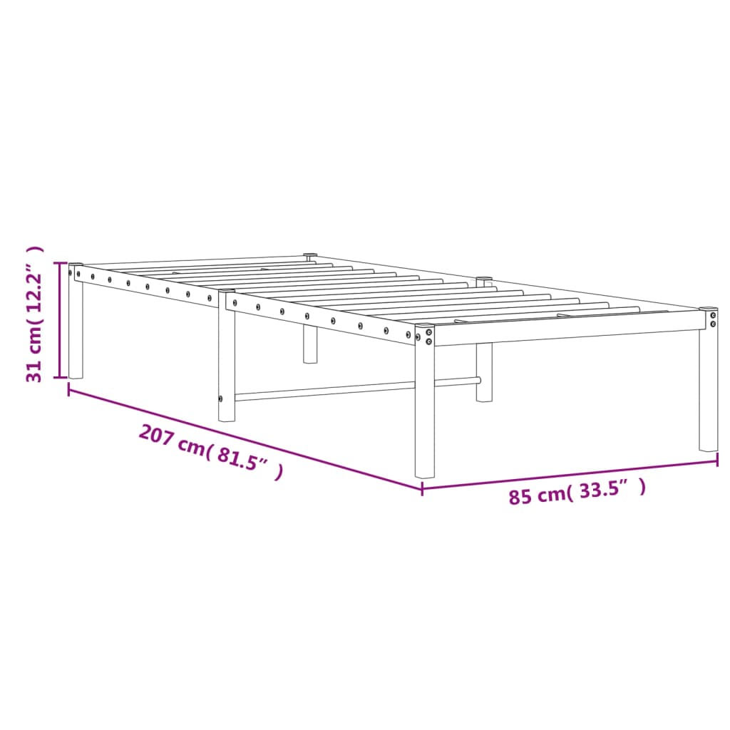 sengeramme 80x200 cm metal hvid