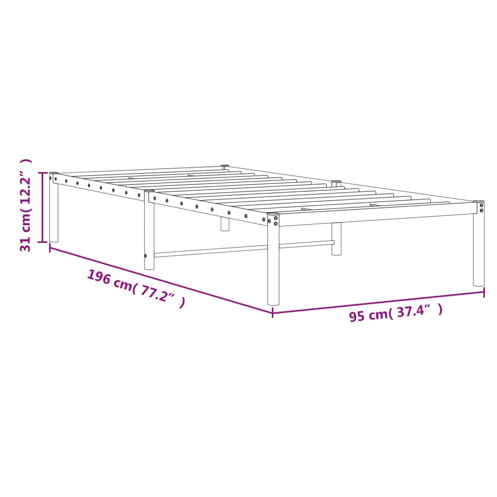 sengeramme 90x190 cm metal hvid