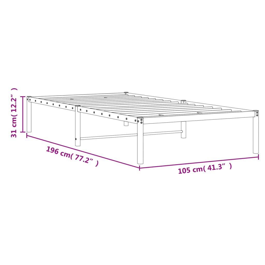 sengeramme 100x190 cm metal hvid