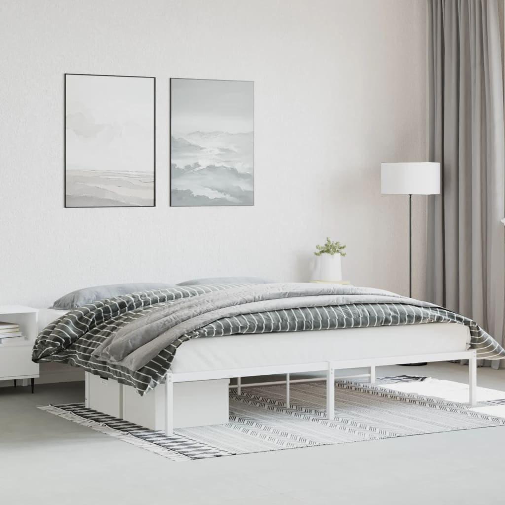 sengeramme 200x200 cm metal hvid