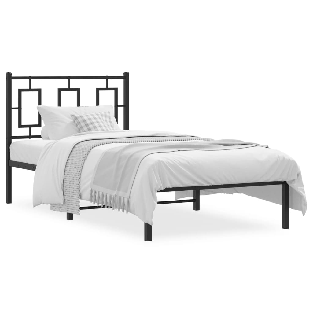 sengeramme med sengegavl 90x190 cm metal sort