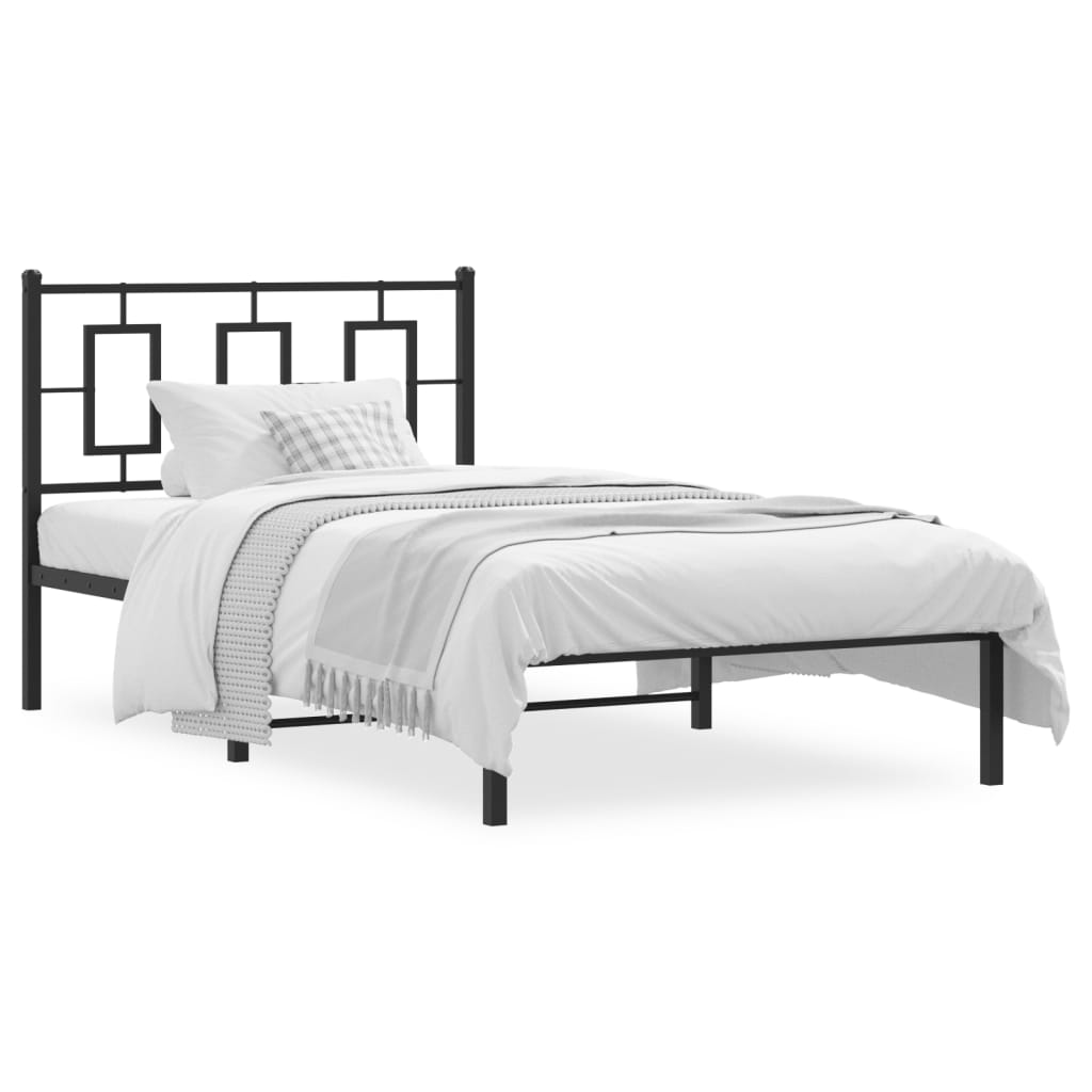 sengeramme med sengegavl 100x190 cm metal sort