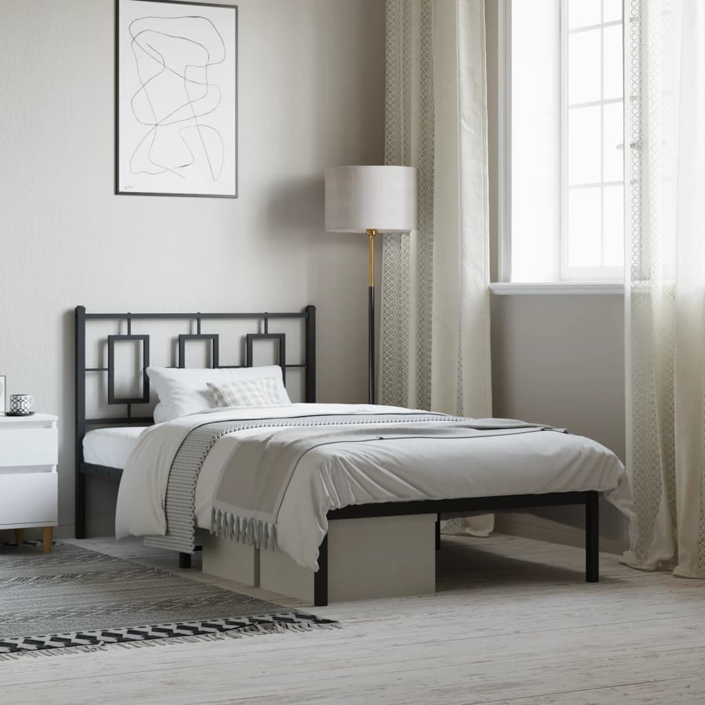 sengeramme med sengegavl 100x200 cm metal sort