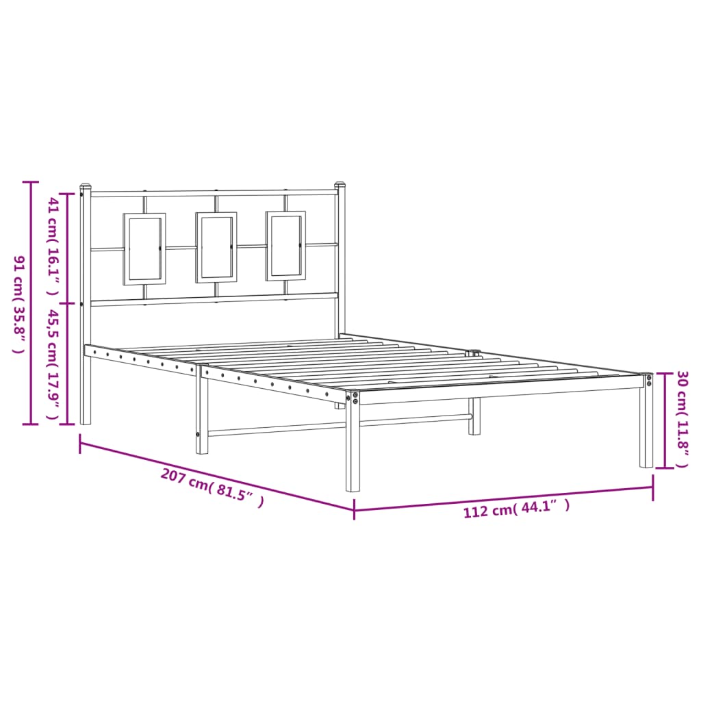 sengeramme med sengegavl 107x203 cm metal sort
