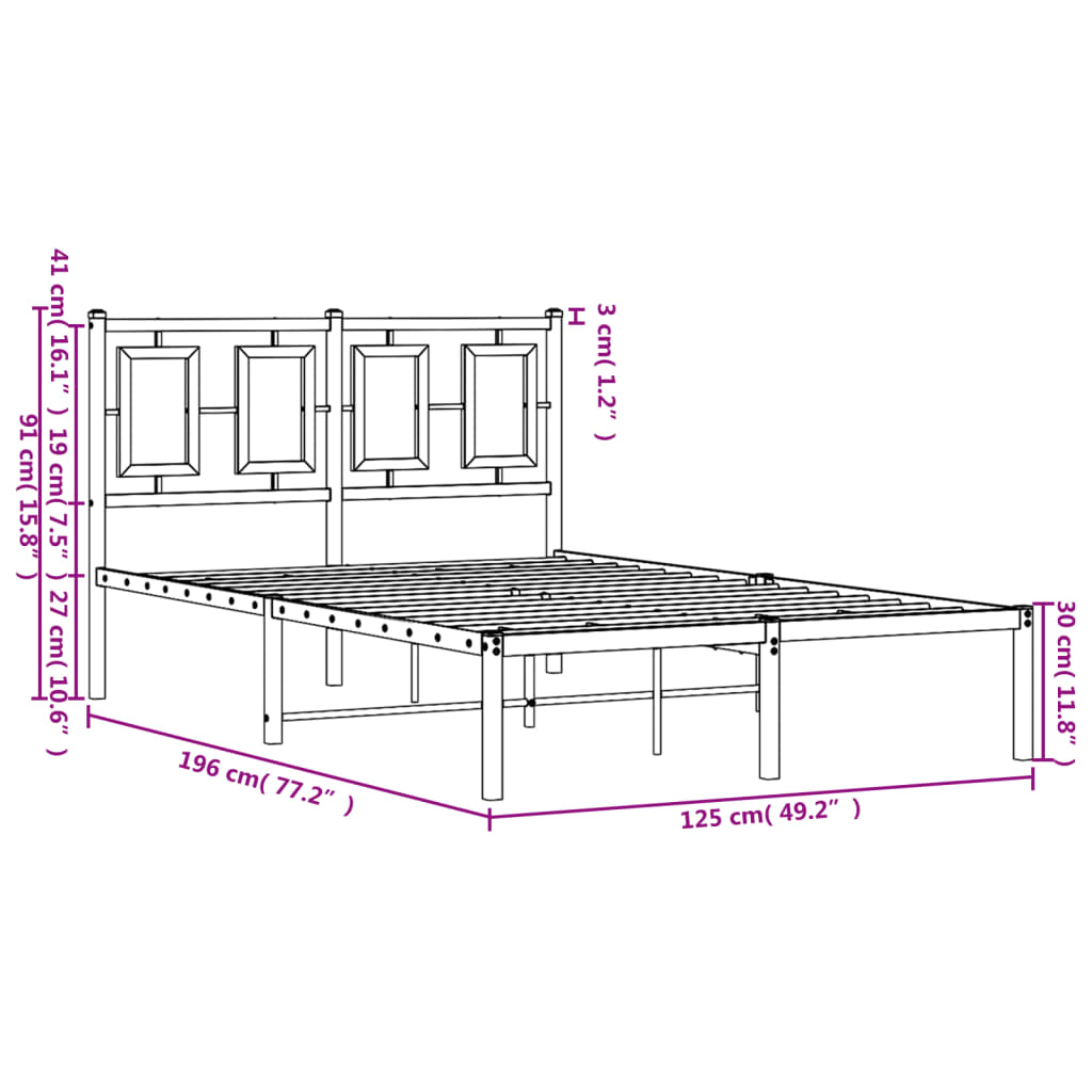 sengeramme med sengegavl 120x190 cm metal sort