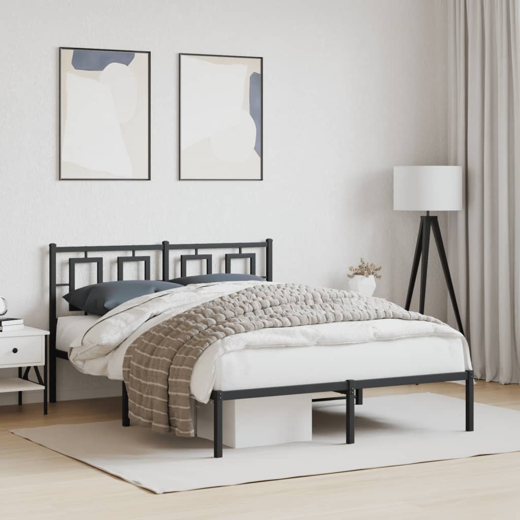 sengeramme med sengegavl 140x190 cm metal sort