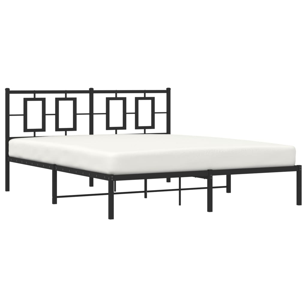 sengeramme med sengegavl 150x200 cm metal sort