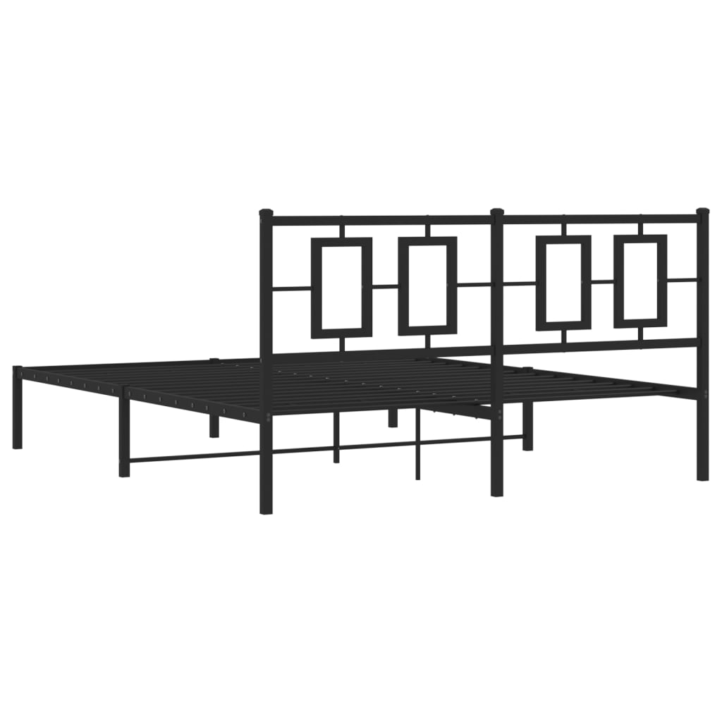 sengeramme med sengegavl 150x200 cm metal sort