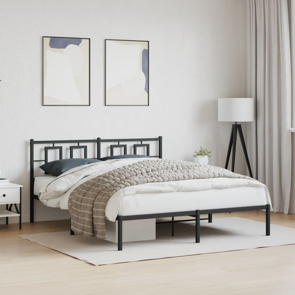 sengeramme med sengegavl 150x200 cm metal sort