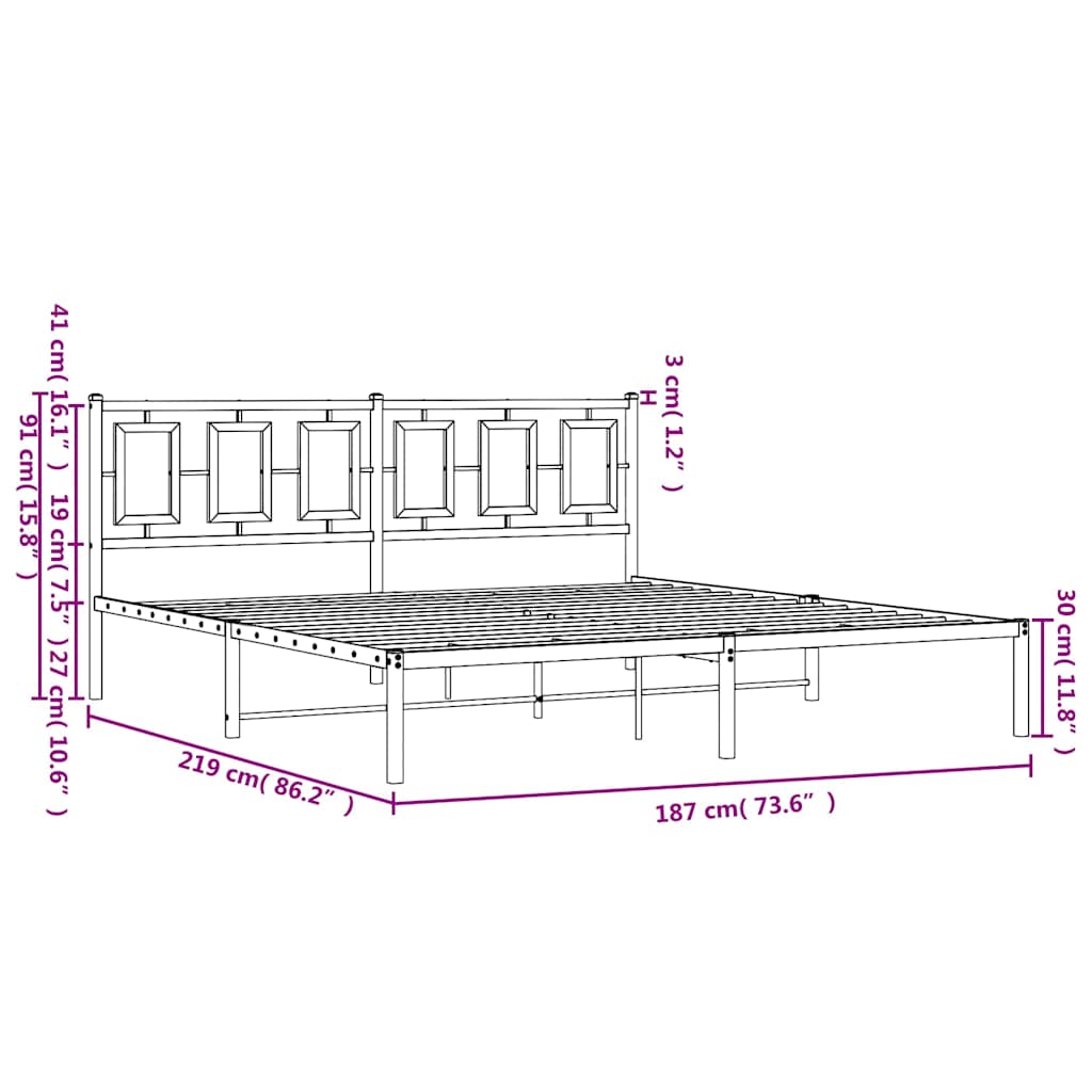 sengeramme med sengegavl 183x213 cm metal sort