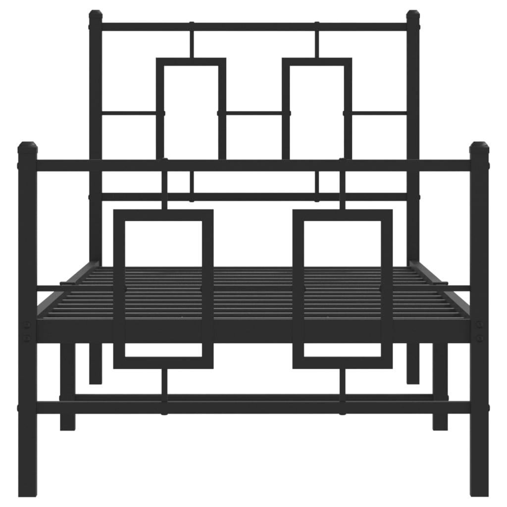 sengeramme med sengegavl og fodgærde 75x190 cm metal sort