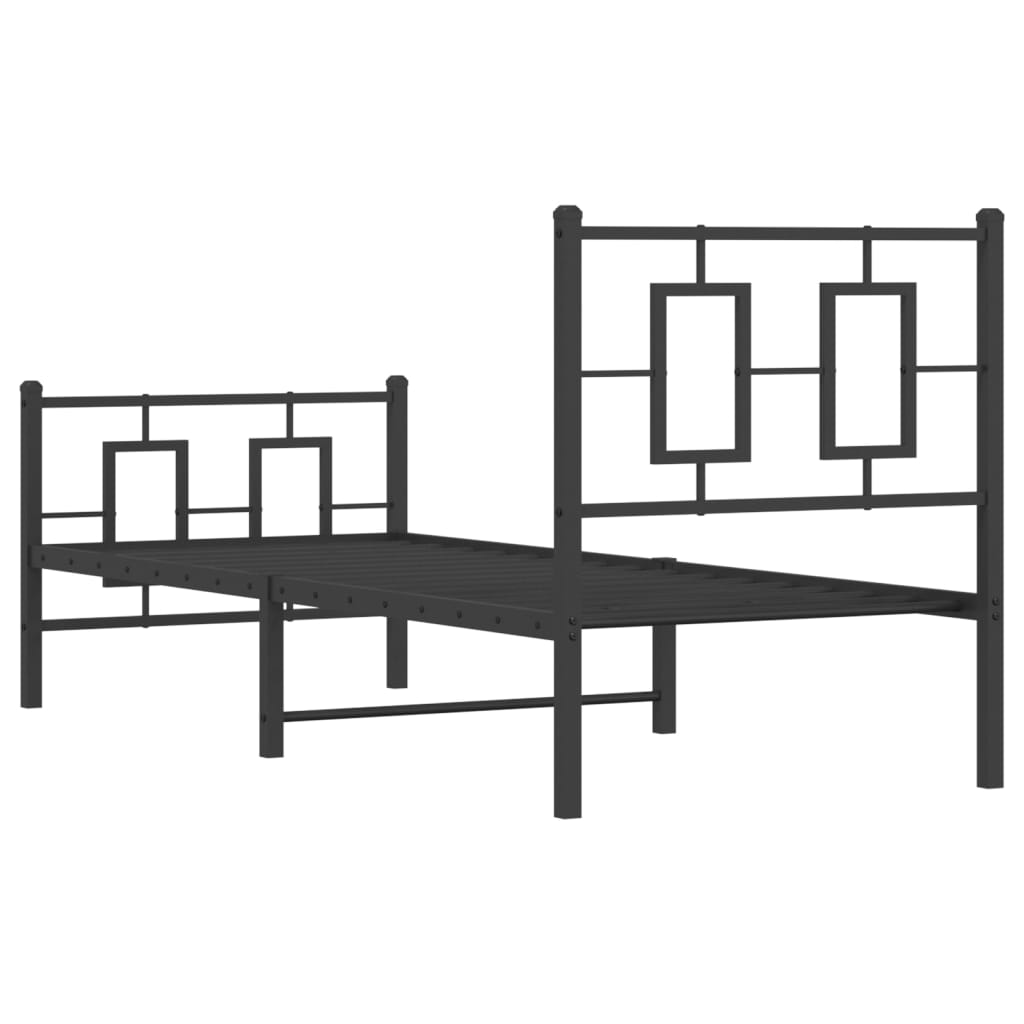 sengeramme med sengegavl og fodgærde 75x190 cm metal sort