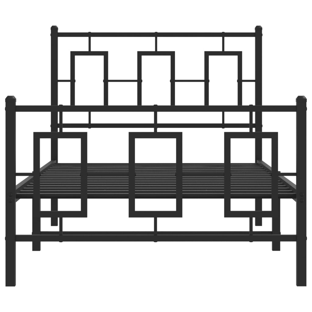 sengeramme med sengegavl og fodgærde 90x200 cm metal sort