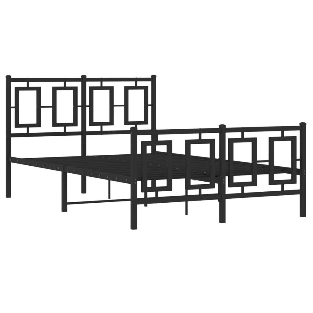 sengeramme med sengegavl og fodgærde 120x190 cm metal sort
