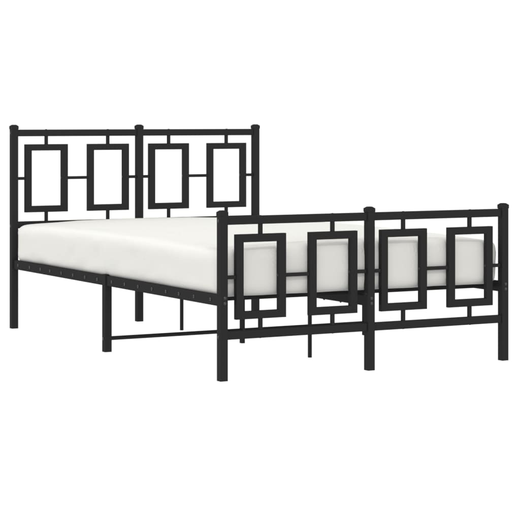 sengeramme med sengegavl og fodgærde 120x190 cm metal sort