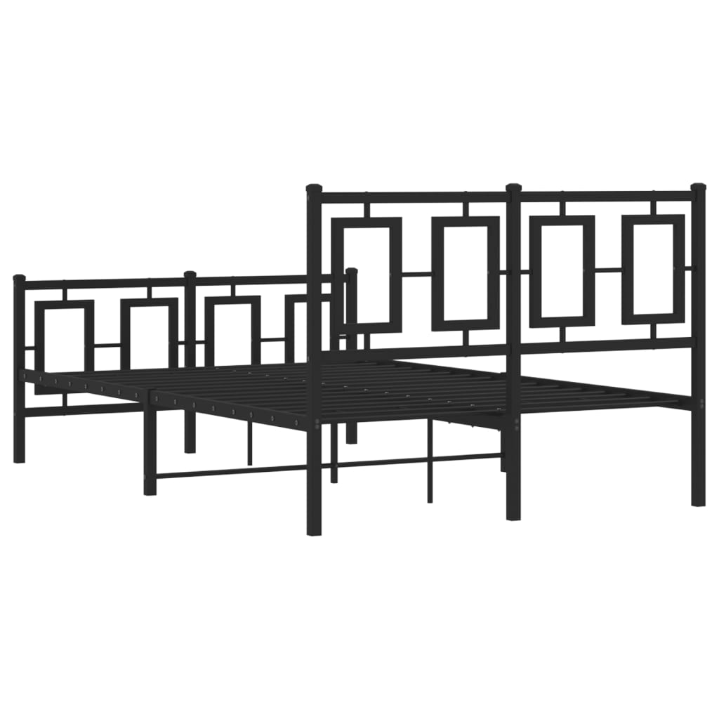 sengeramme med sengegavl og fodgærde 120x190 cm metal sort