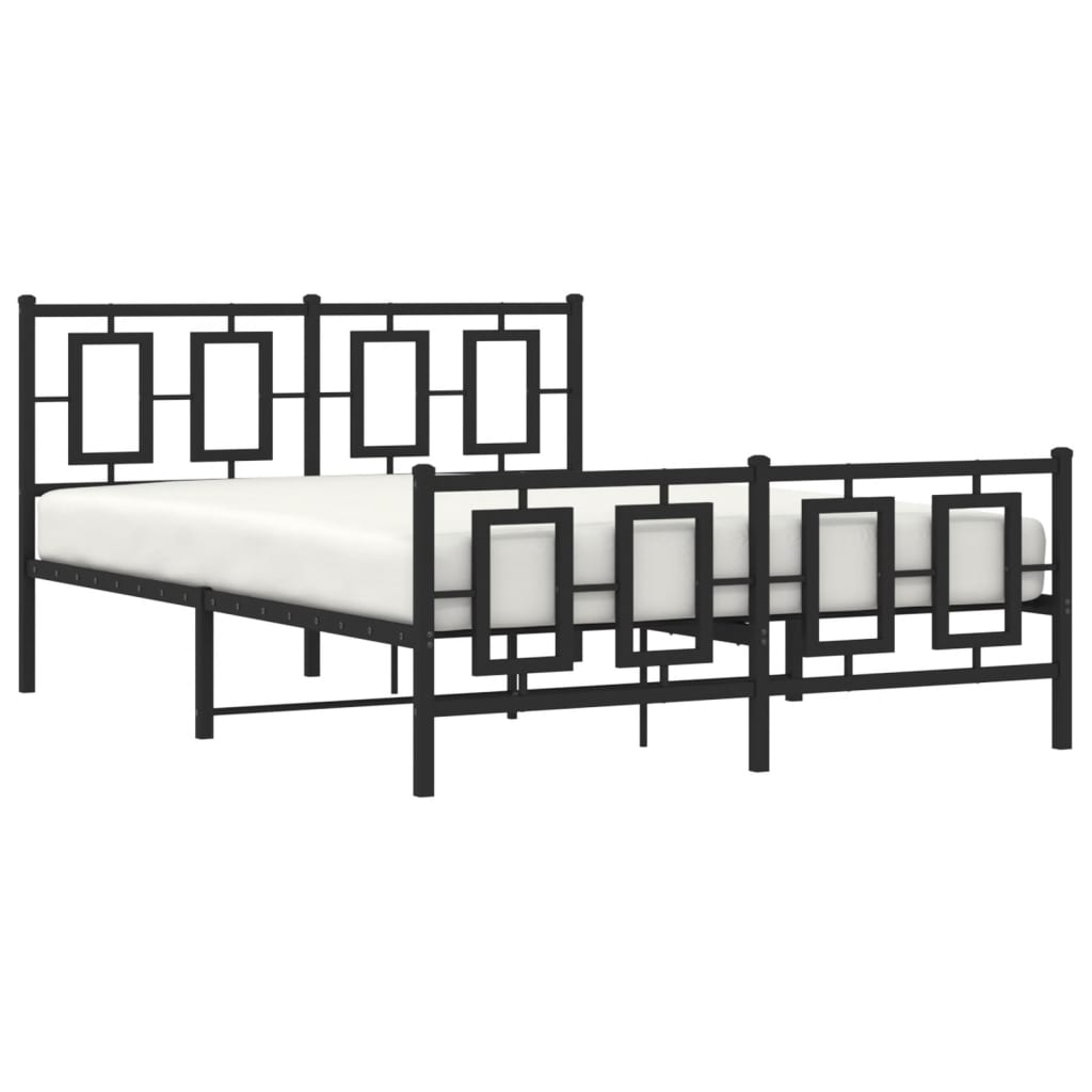 sengeramme med sengegavl og fodgærde 135x190 cm metal sort