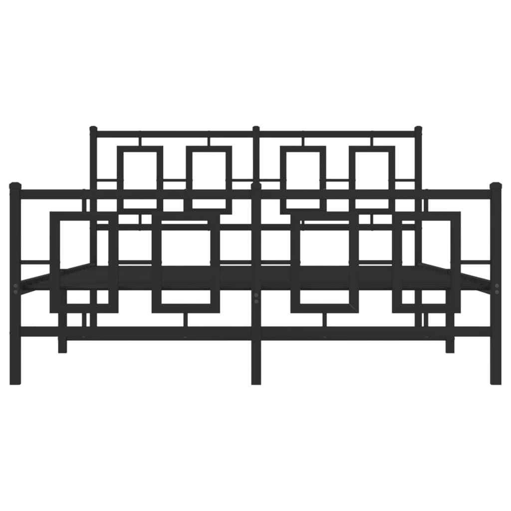 sengeramme med sengegavl og fodgærde 135x190 cm metal sort
