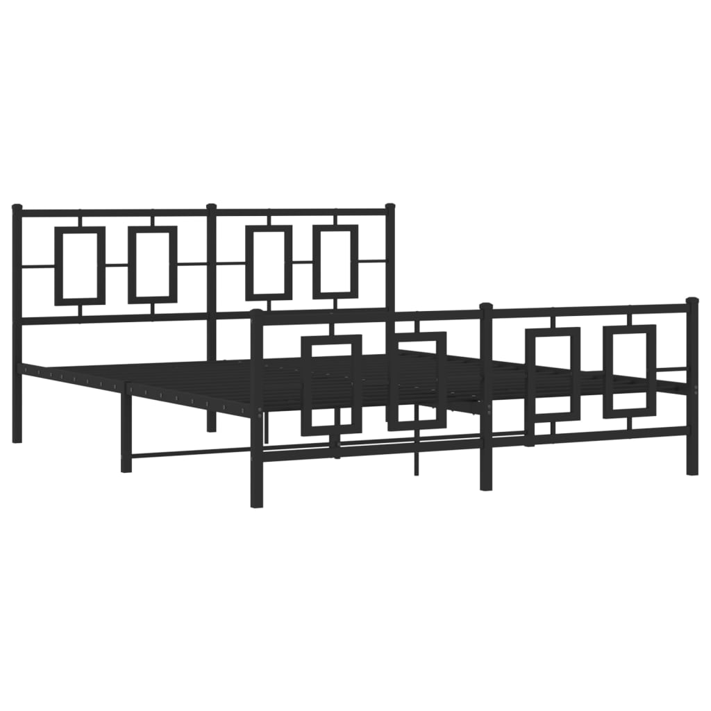 sengeramme med sengegavl og fodgærde 150x200 cm metal sort