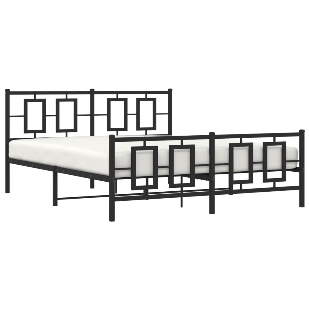 sengeramme med sengegavl og fodgærde 150x200 cm metal sort