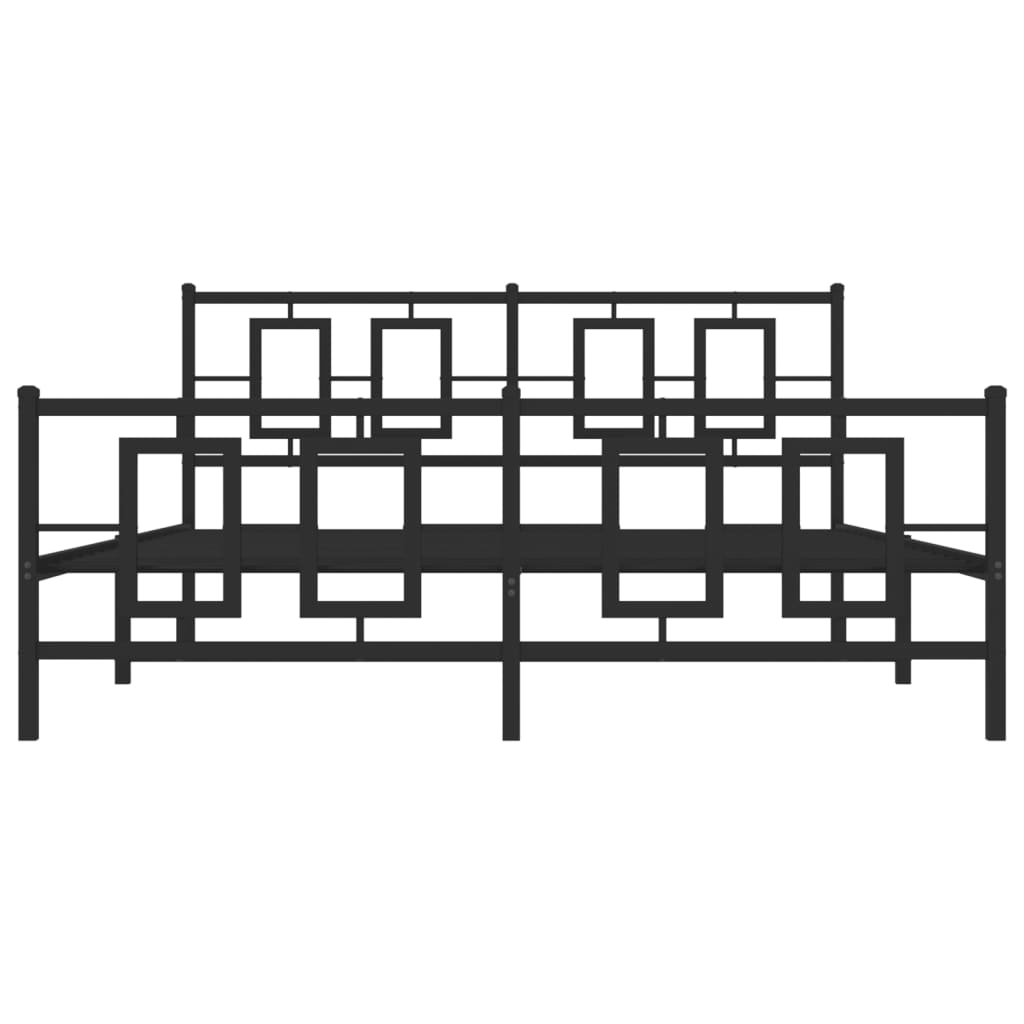 sengeramme med sengegavl og fodgærde 150x200 cm metal sort
