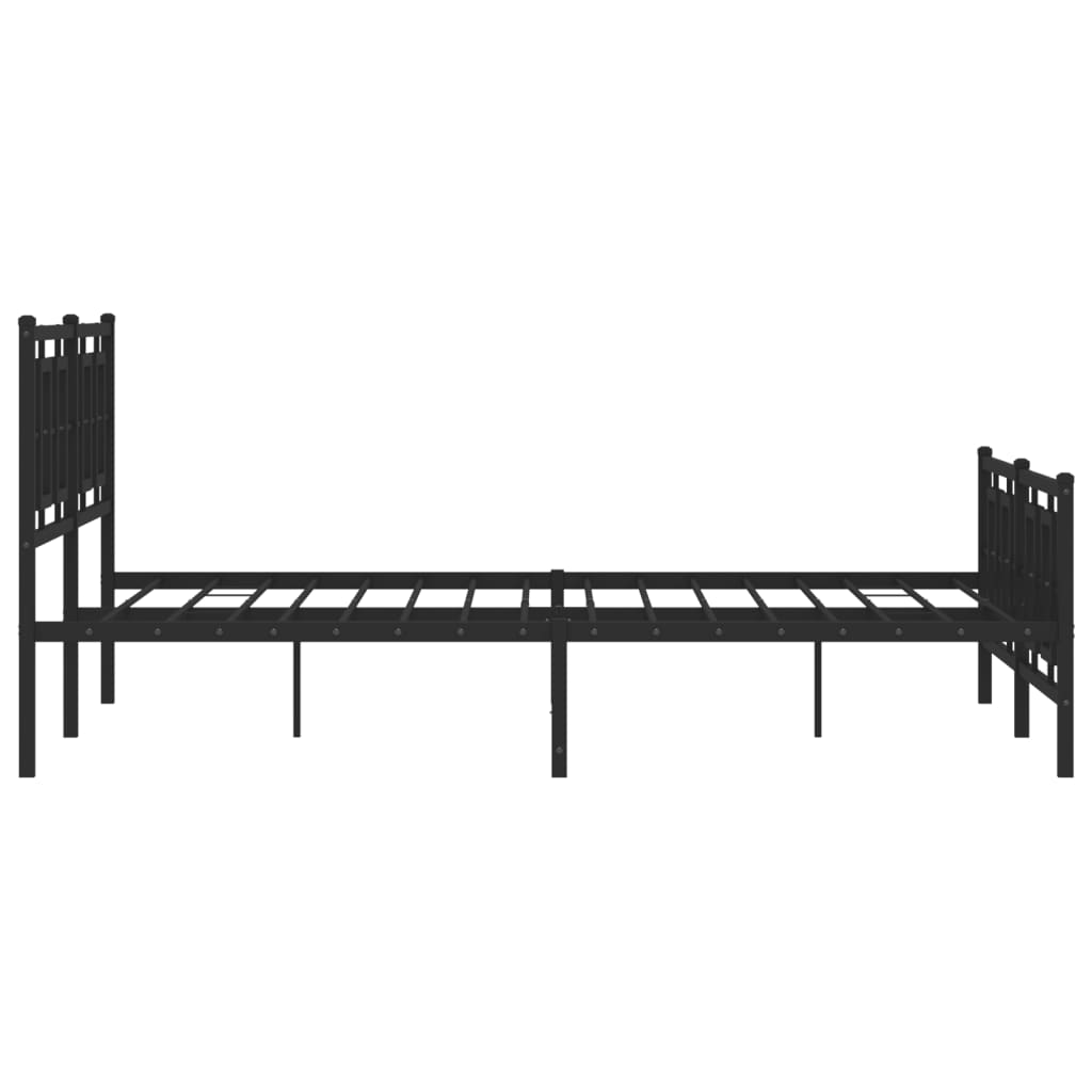 sengeramme med sengegavl og fodgærde 150x200 cm metal sort