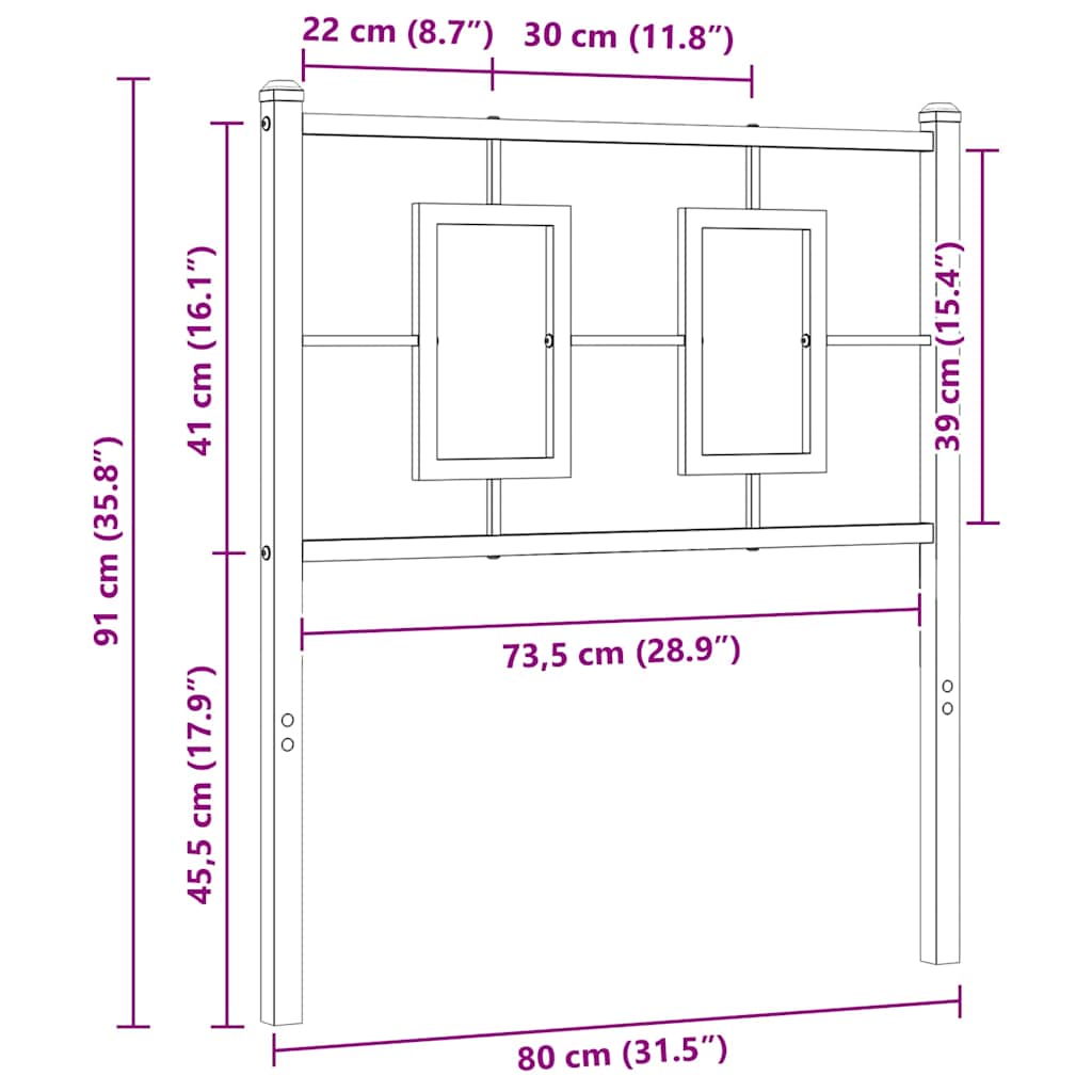 udskiftningsgavl 75 cm metal sort