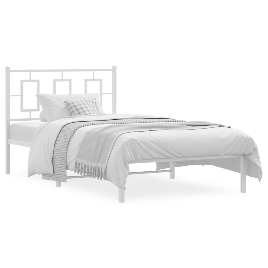 sengeramme med sengegavl 100x190 cm metal hvid