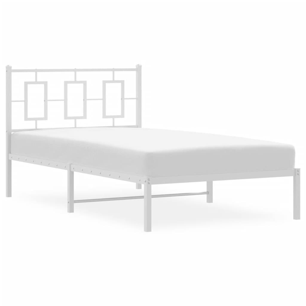 sengeramme med sengegavl 100x190 cm metal hvid