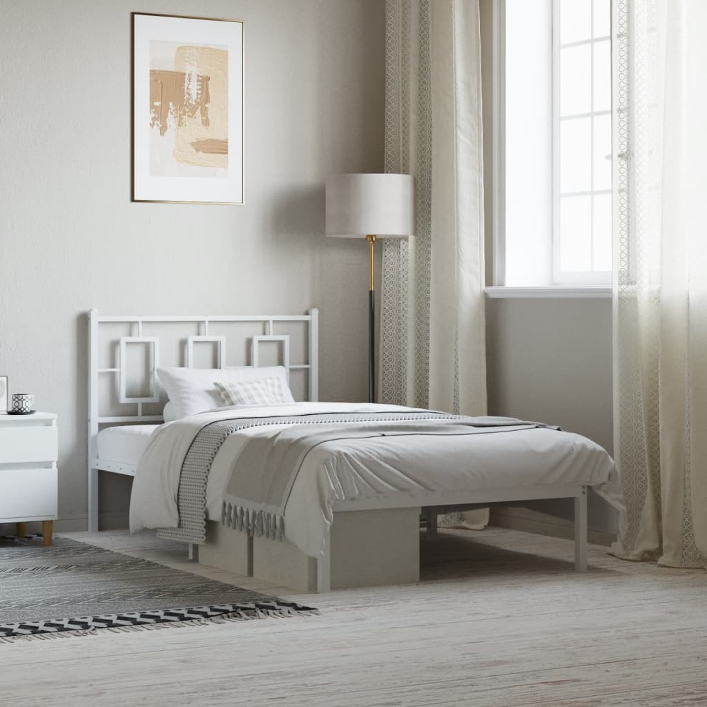 sengeramme med sengegavl 100x190 cm metal hvid