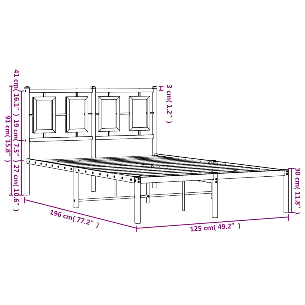 sengeramme med sengegavl 120x190 cm metal hvid