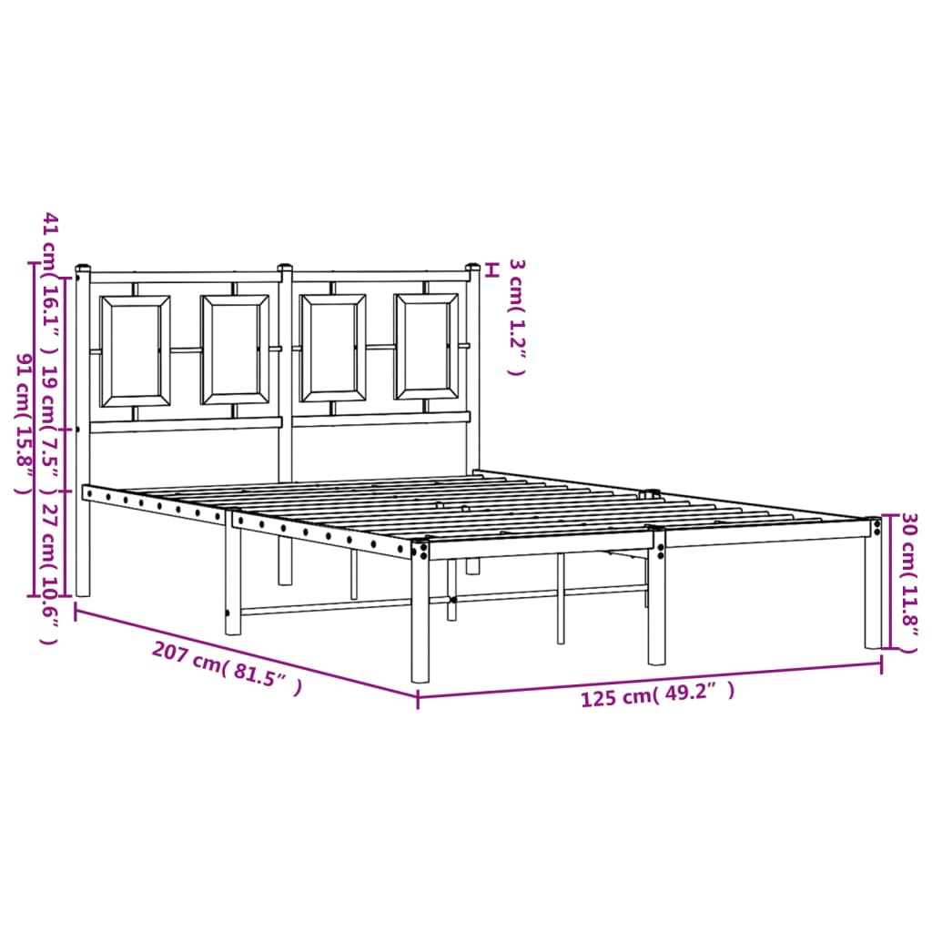 sengeramme med sengegavl 120x200 cm metal hvid