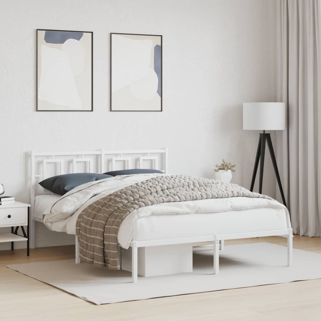 sengeramme med sengegavl 135x190 cm metal hvid