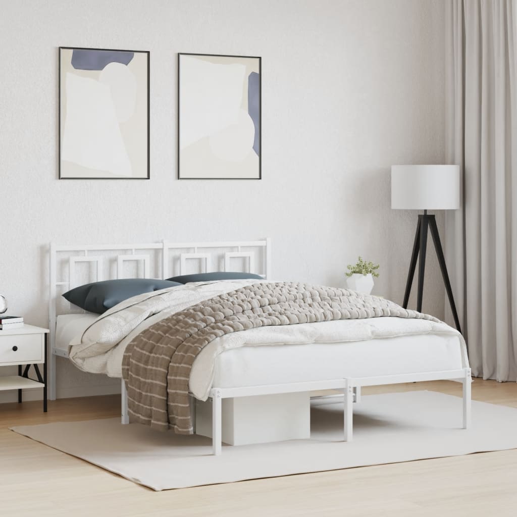 sengeramme med sengegavl 140x190 cm metal hvid