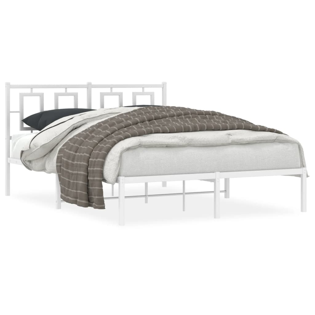sengeramme med sengegavl 140x200 cm metal hvid