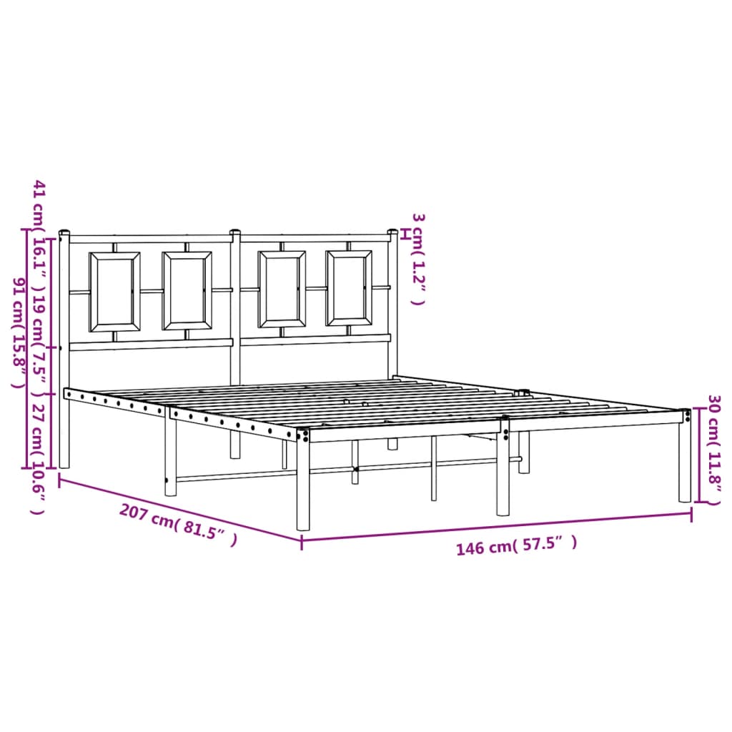 sengeramme med sengegavl 140x200 cm metal hvid
