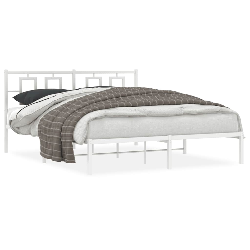 sengeramme med sengegavl 150x200 cm metal hvid