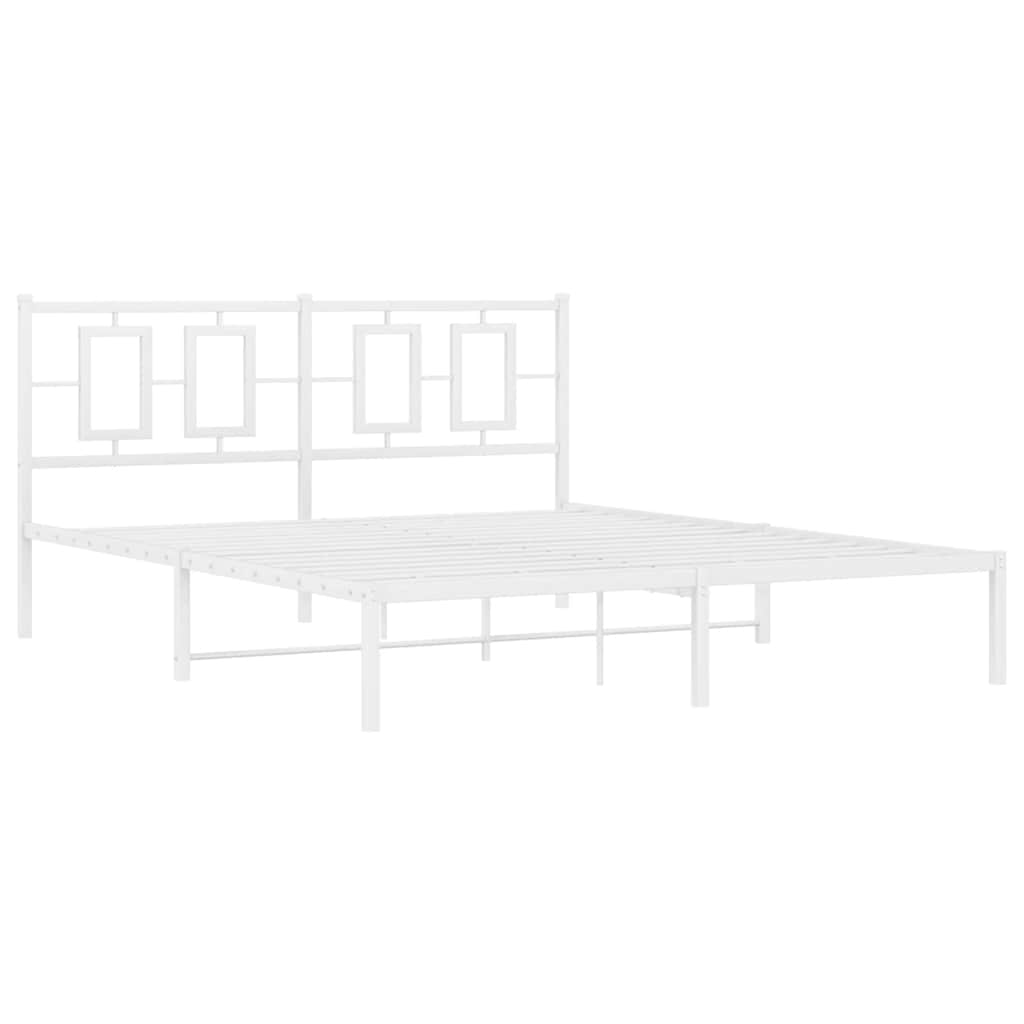 sengeramme med sengegavl 150x200 cm metal hvid