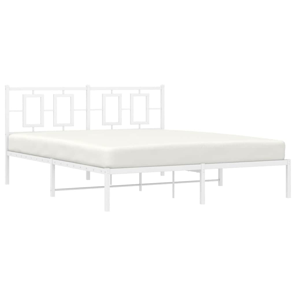 sengeramme med sengegavl 150x200 cm metal hvid