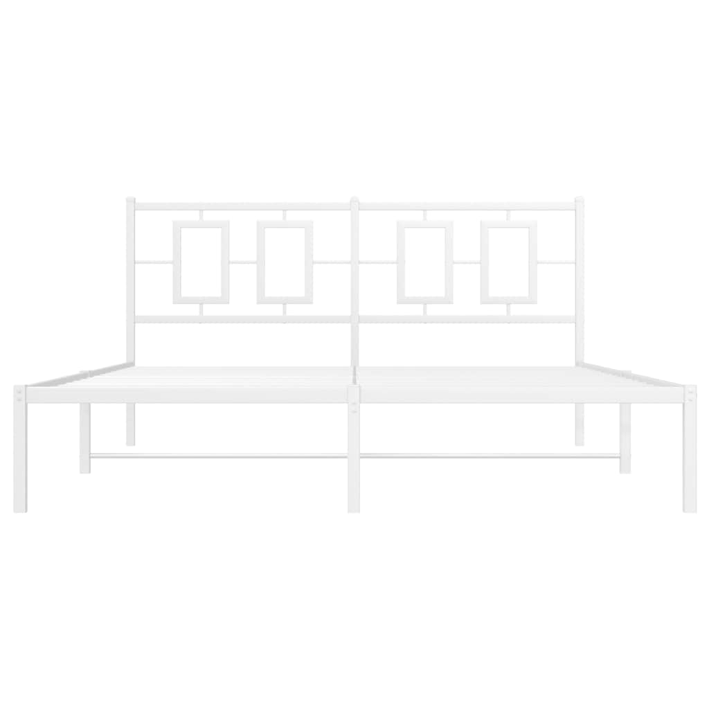sengeramme med sengegavl 150x200 cm metal hvid