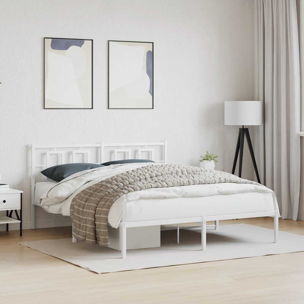 sengeramme med sengegavl 150x200 cm metal hvid