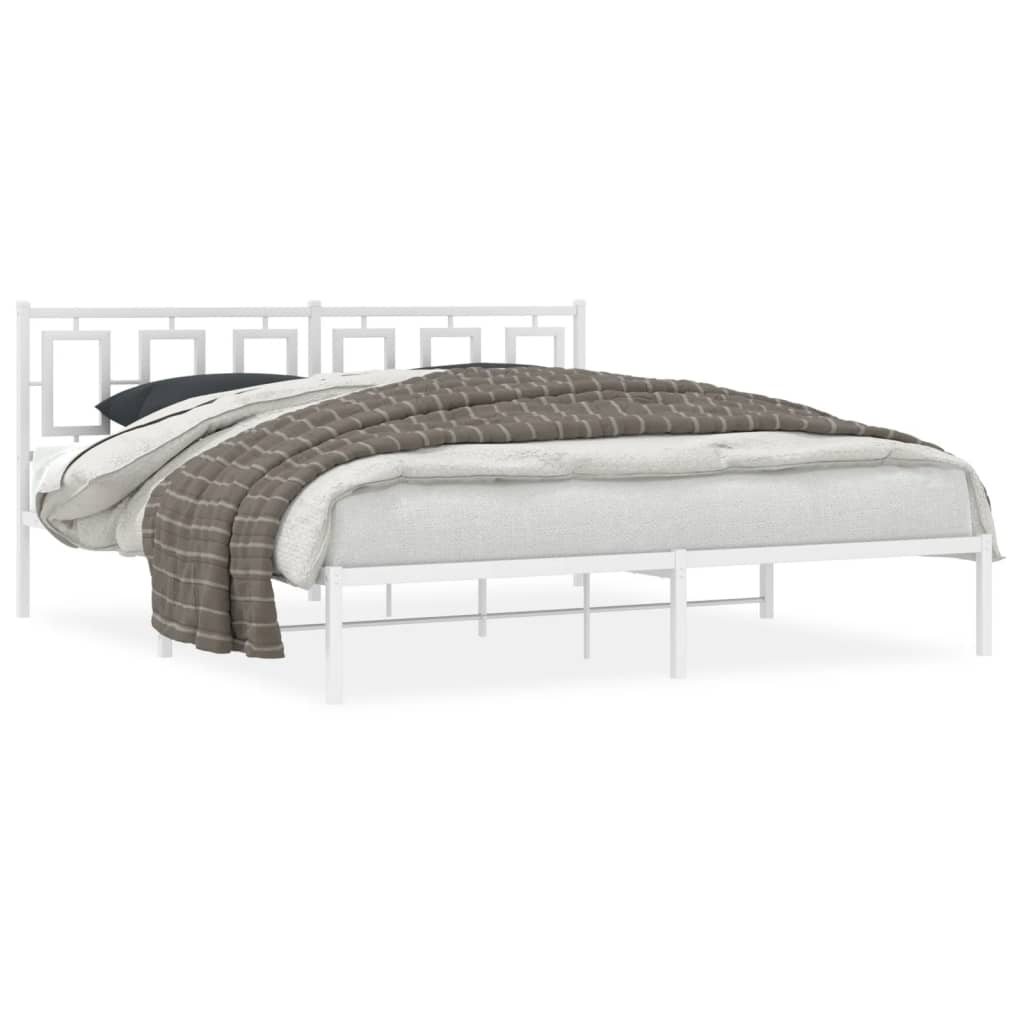 sengeramme med sengegavl 183x213 cm metal hvid