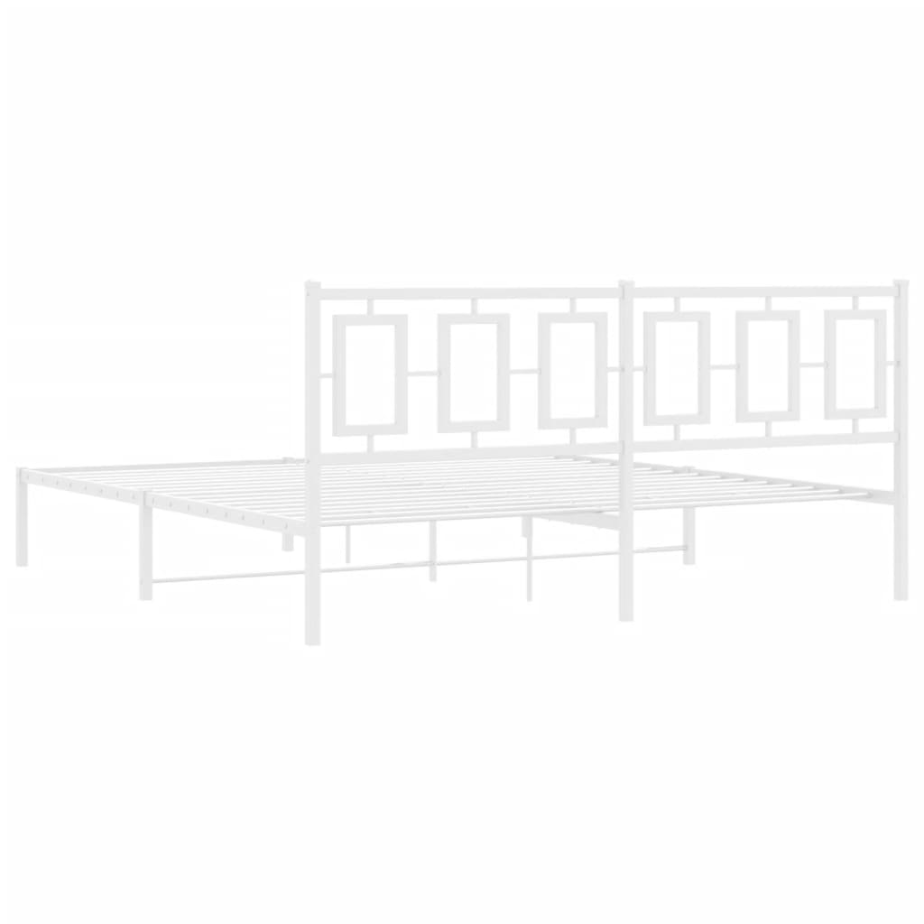 sengeramme med sengegavl 183x213 cm metal hvid