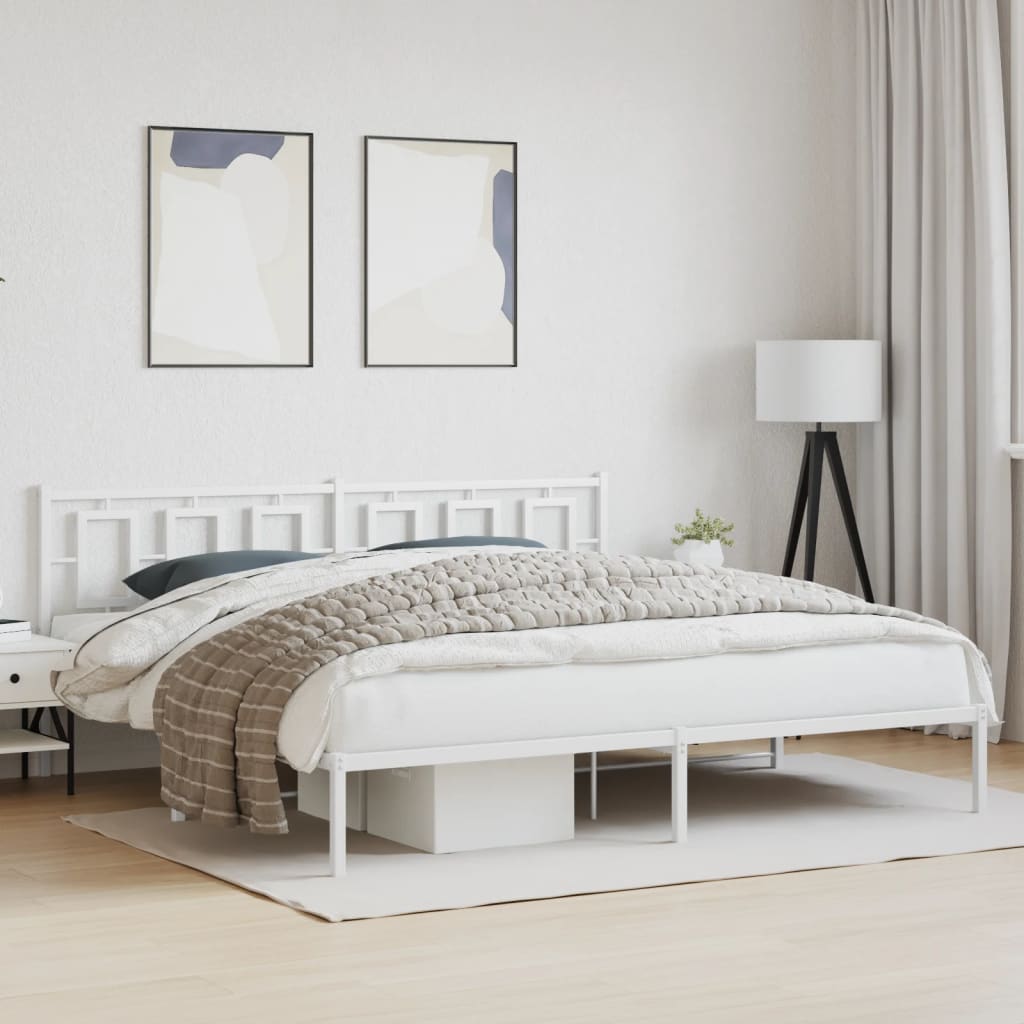 sengeramme med sengegavl 200x200 cm metal hvid