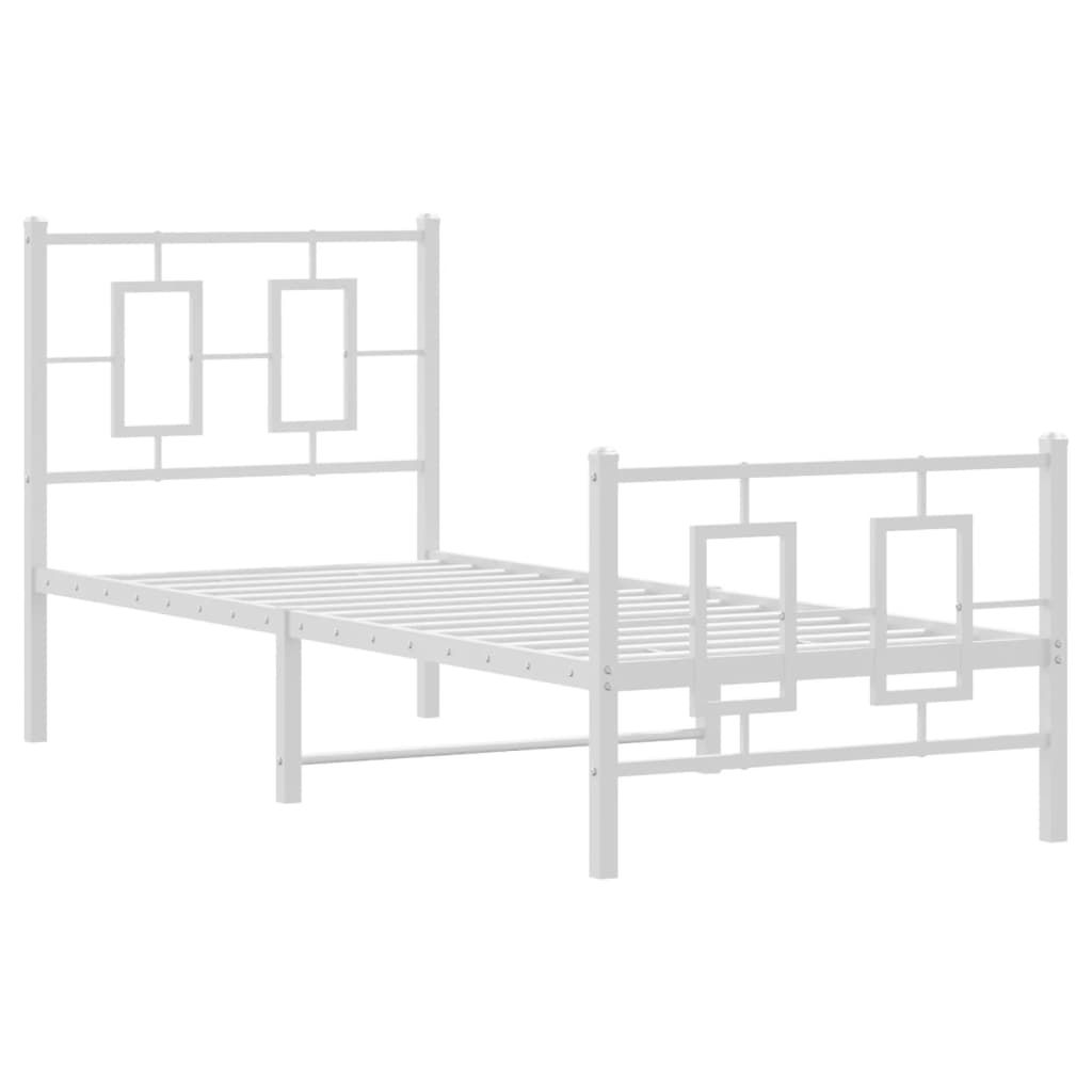 sengeramme med sengegavl og fodgærde 75x190 cm metal hvid