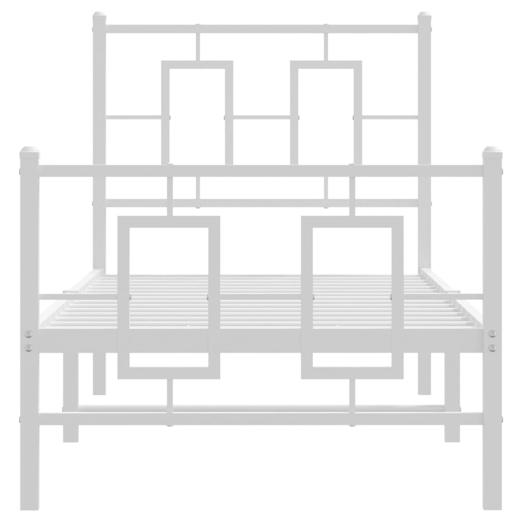 sengeramme med sengegavl og fodgærde 75x190 cm metal hvid