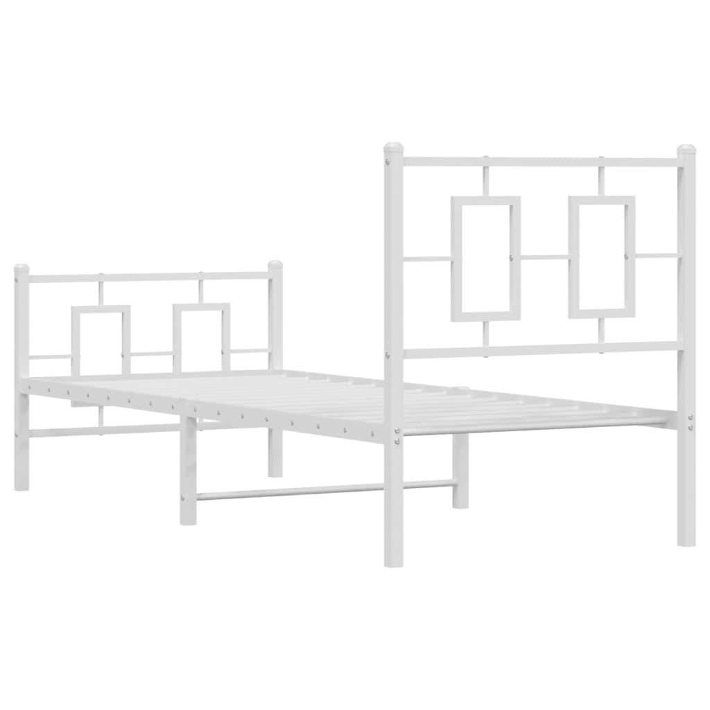 sengeramme med sengegavl og fodgærde 75x190 cm metal hvid