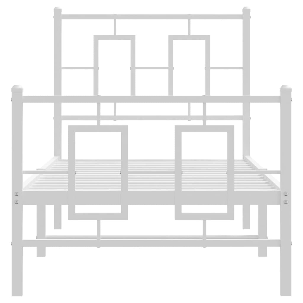 sengeramme med sengegavl og fodgærde 80x200 cm metal hvid