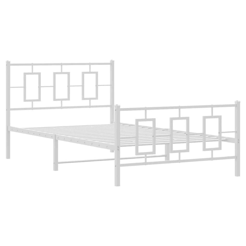 sengeramme med sengegavl og fodgærde 107x203 cm metal hvid